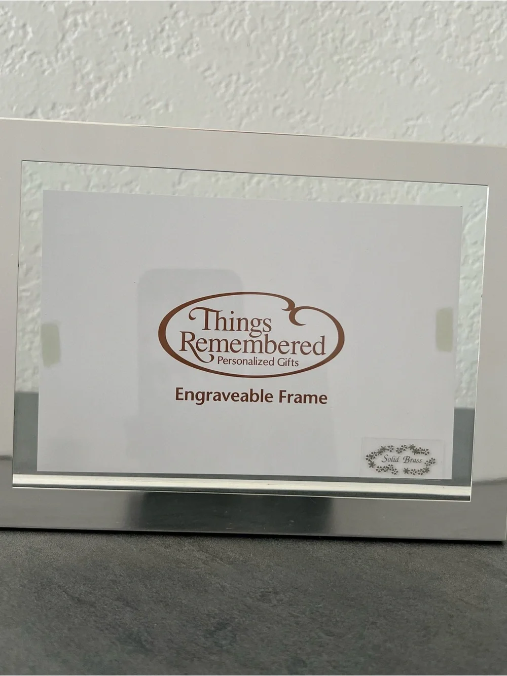 NEW Things Remembered Silver Color Brass Engraveable Stand Up‎ Picture Frame 4x6